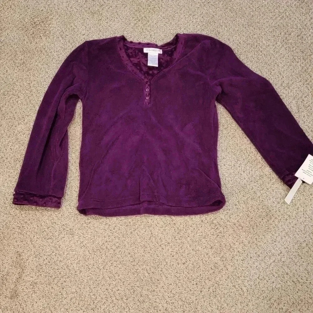 Of the Moment Purple Fleece Polka Dot Pajama Set NWT - Picture 2 of 7